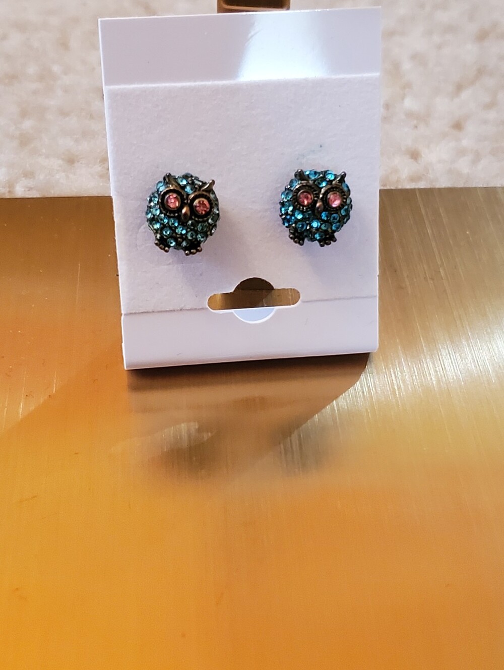 Blue Crystal Owl Stud Earrings - Fashion Jewelry